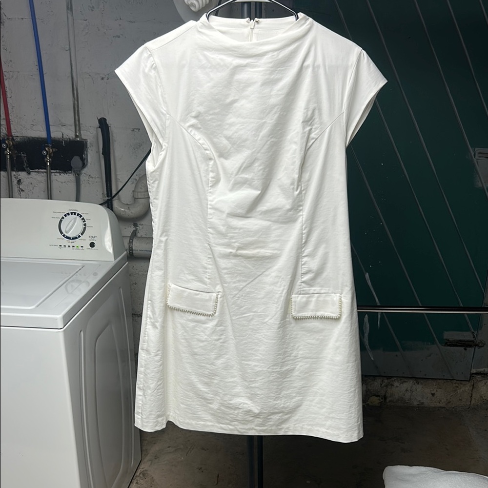BHLDN White Sheath Mini Dress with Cap Sleeves